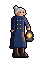 Agnes Heron, the lighthouse keeper, an older woman with grey hair holding a lit lantern